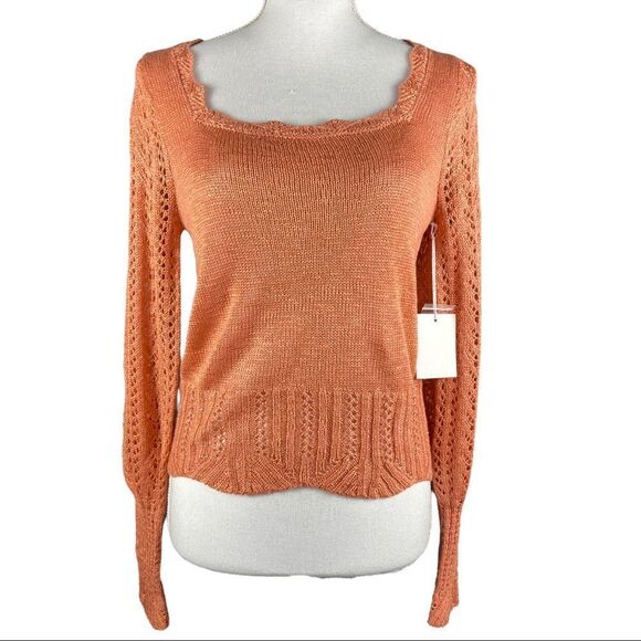 Lauren Conrad Knit Blush Crepe Long Sleeve Acrylic Sweater - Picture 3 of 9